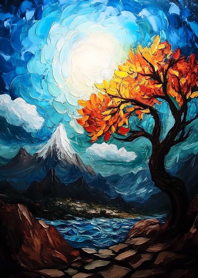 Mountain Landscape with Tree