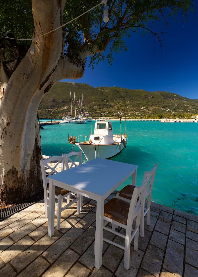 Mediterranean Harborside Table, Greek Island