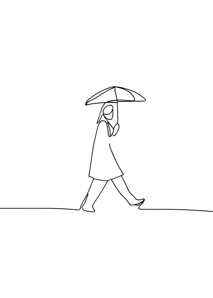 One Line Walking Woman