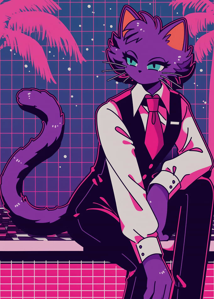 Cat in Suit, Retro Style