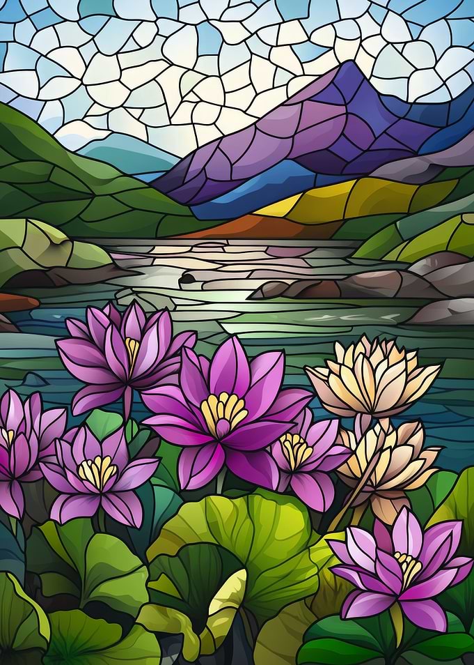 Stained Glass Mountain Lake