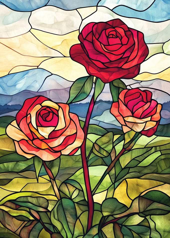 Stained Glass Roses