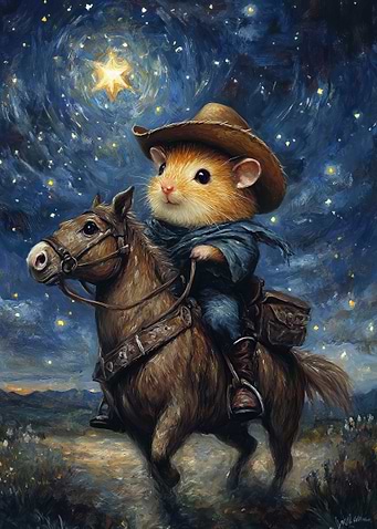 Hamster Cowboy Under Stars