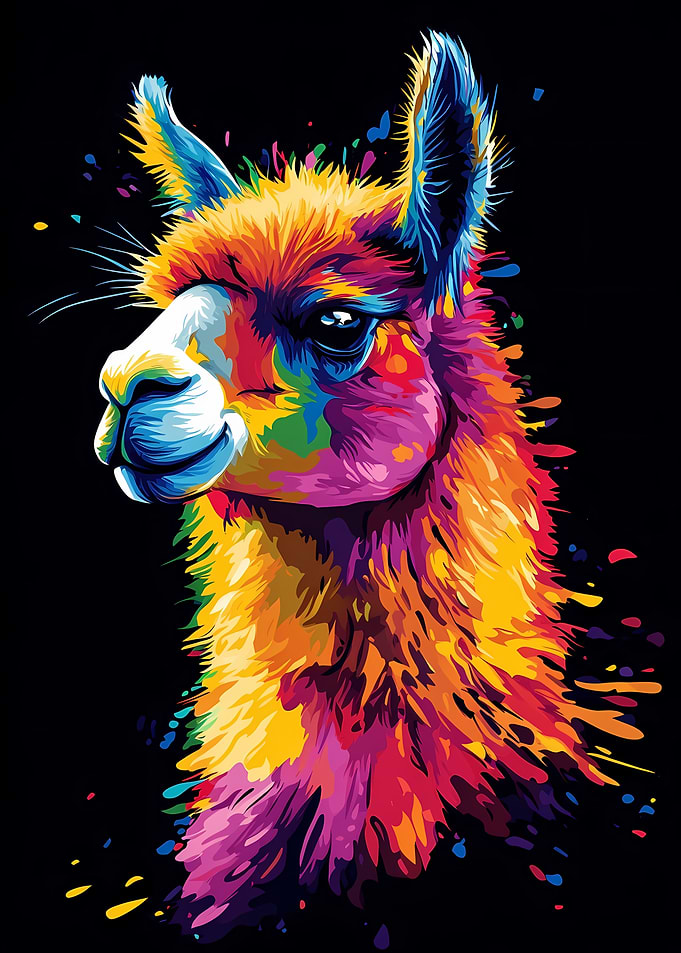 Colorful Llama Portrait