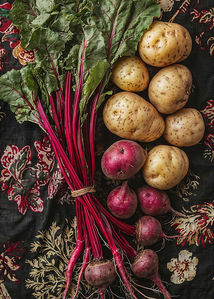 Beets, Potatoes, and Greens