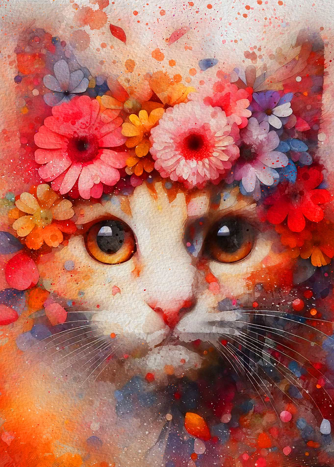 Cat with Flower Crown