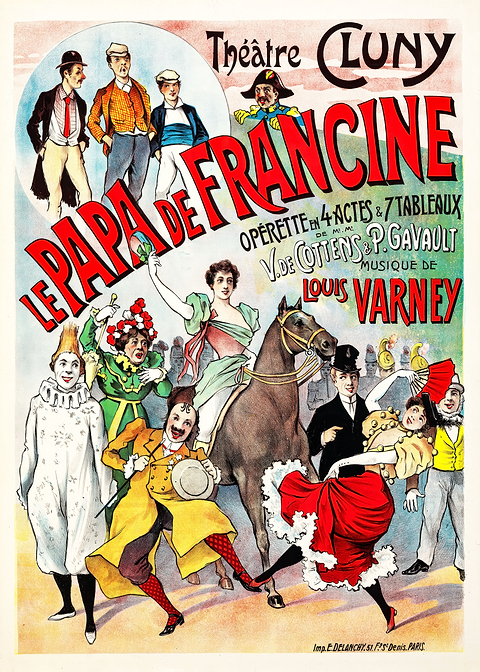 Vintage French Operetta Poster — retro advertising art on metal