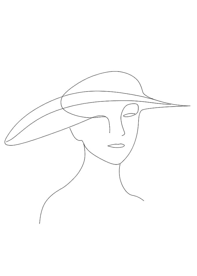 Line Art Woman in Hat