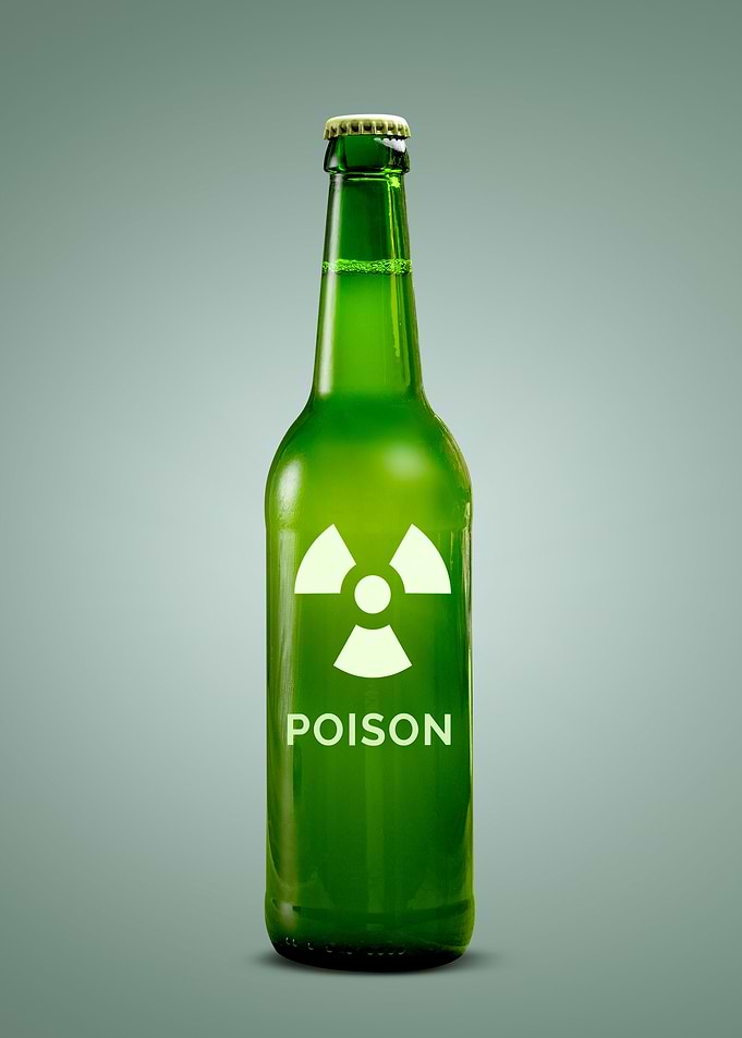 Beer Bottle with Poison Warning