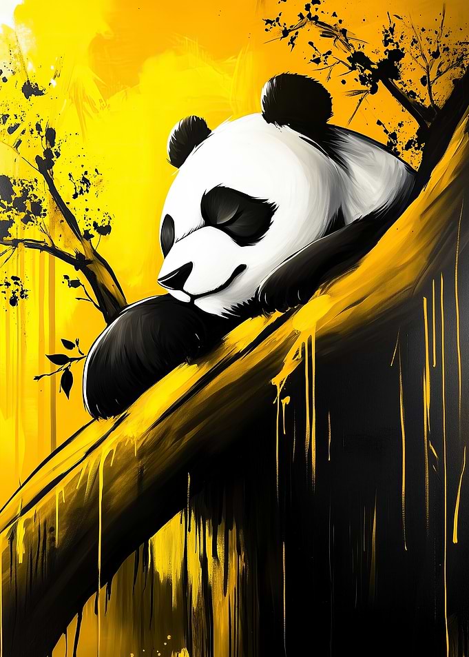 Sleeping Panda in Yellow