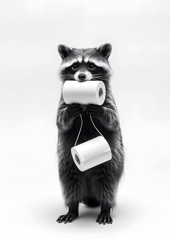 Raccoon Animal Bathroom Poster
