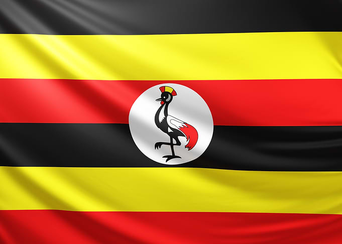 Ugandan Flag, realistic flag of Uganda