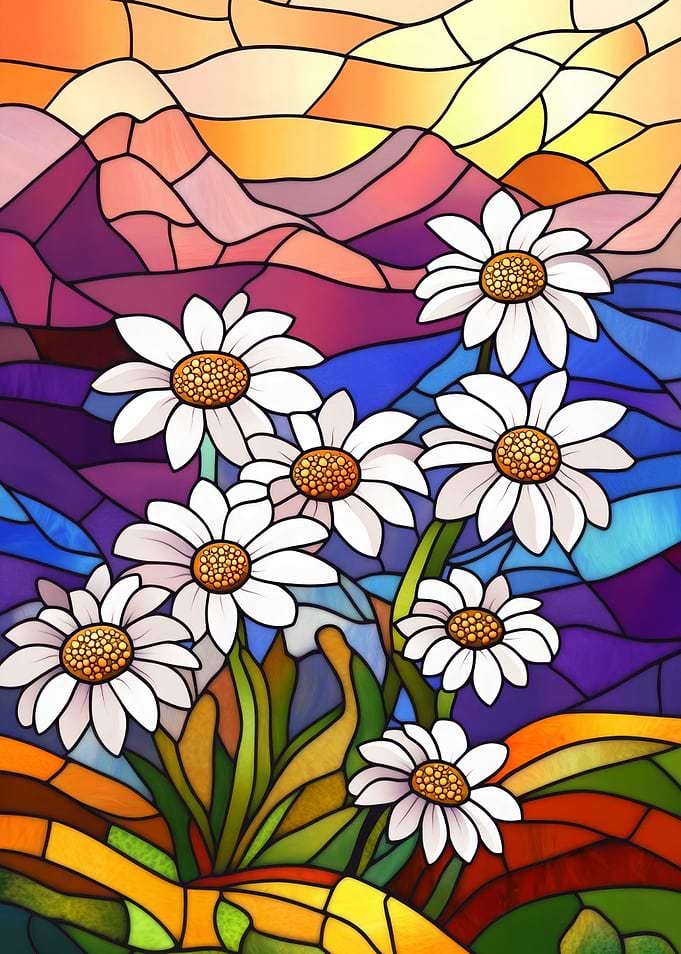 Stained Glass Daisies