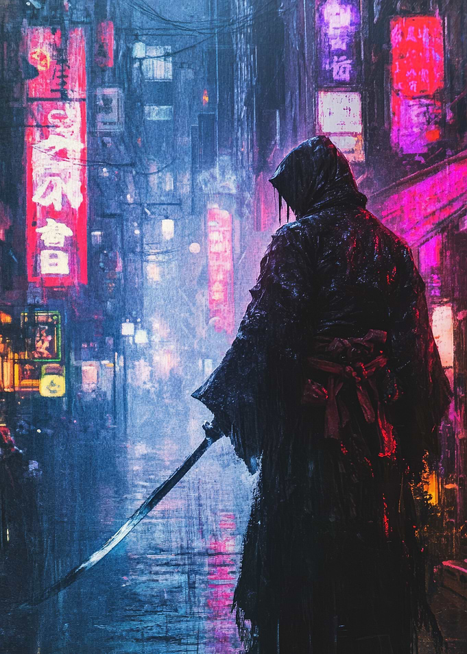 Samurai in Neon Rain
