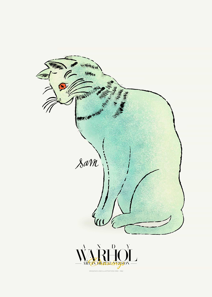 Warhol Drawings Poster | Sam Cat T
