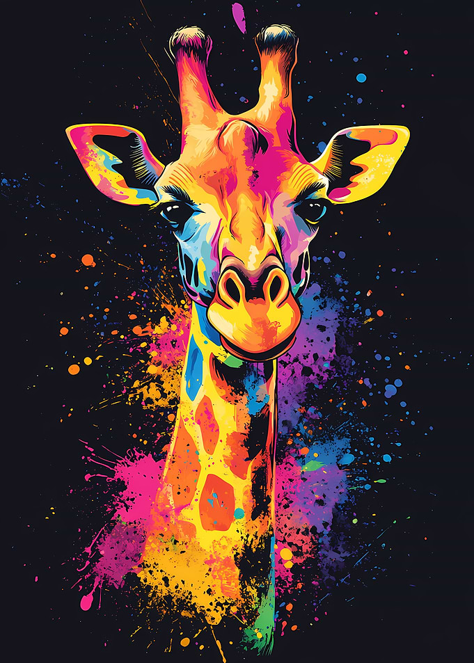 Colorful Giraffe Portrait