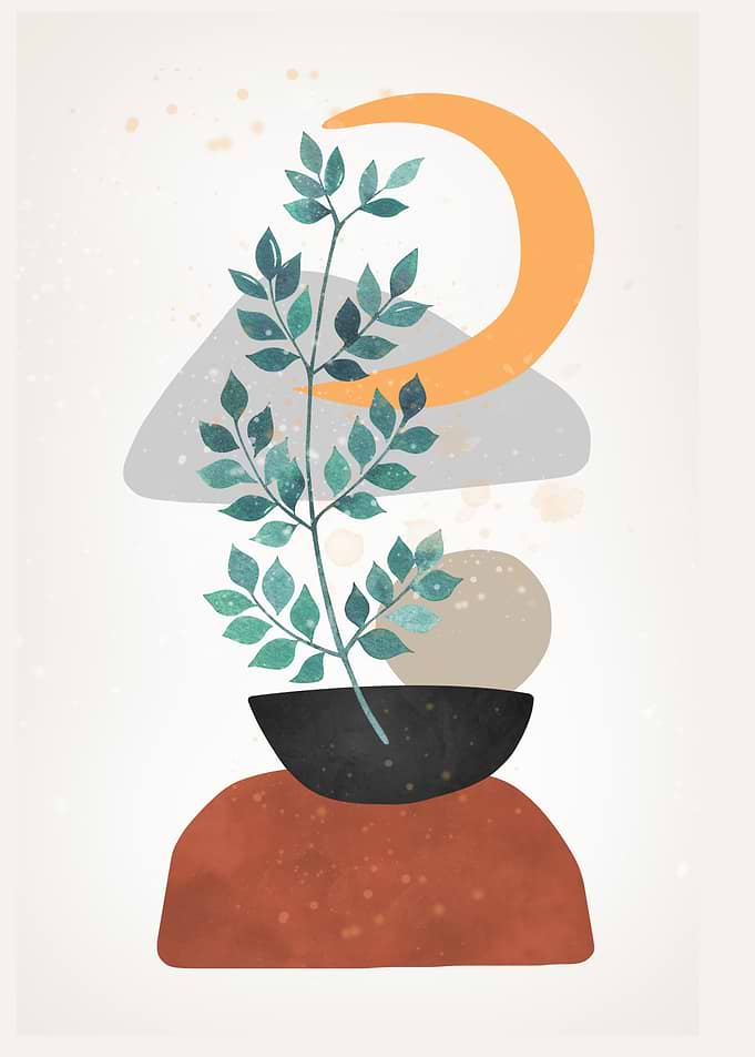Abstract Plant and Moon