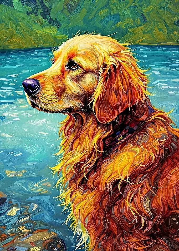 Golden Retriever by the Lake