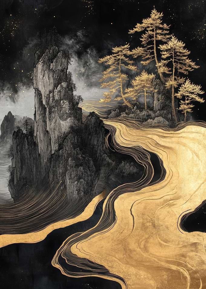 Golden River Landscape