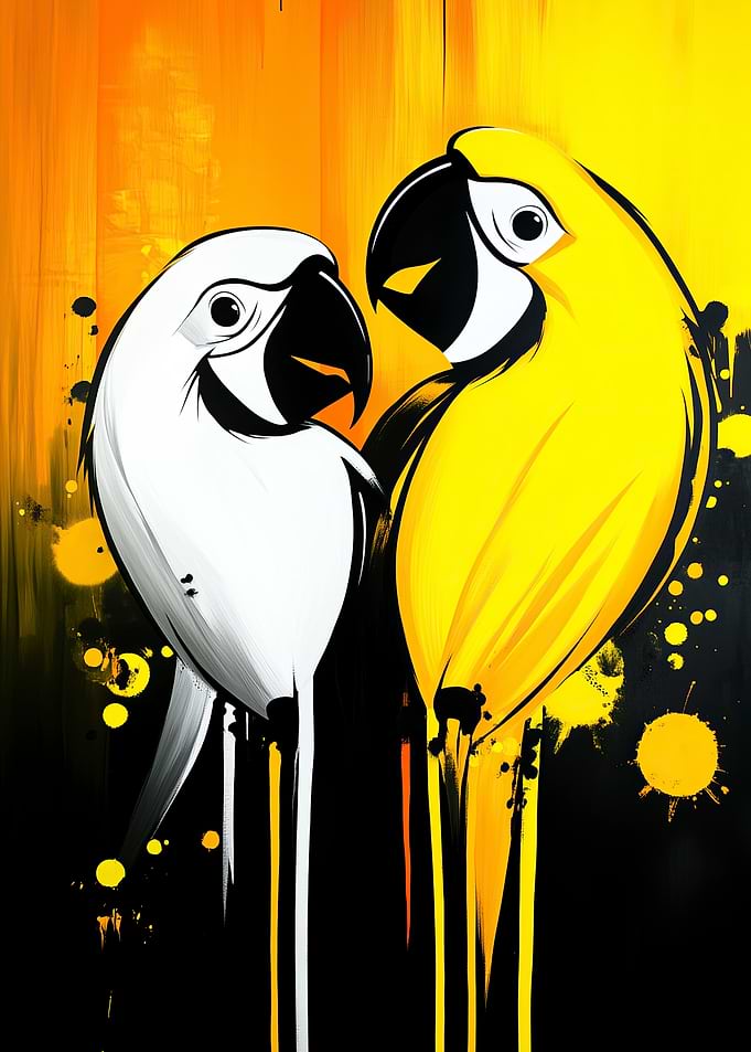 Yellow and White Parrots