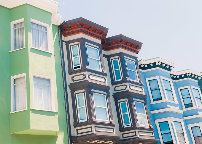 Colorful Victorian Row Houses