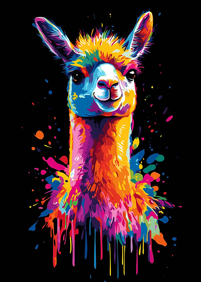 Colorful Llama Portrait