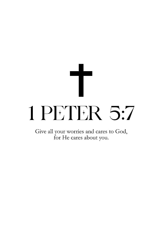1 Peter 5:7 Bible Verse Minimalistic Inspirational Motivational Scripture