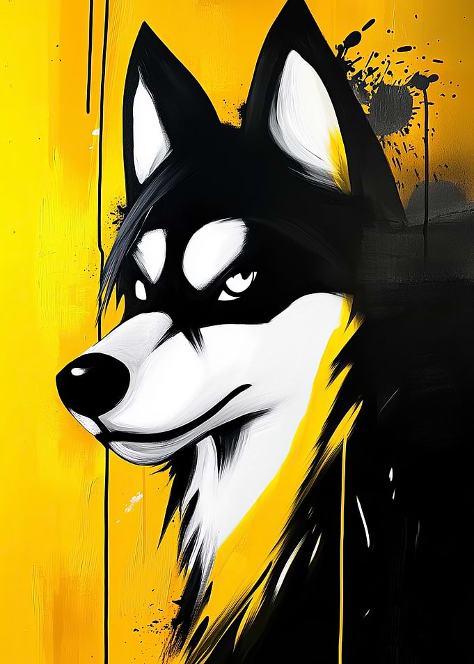 Black and Yellow Wolf
