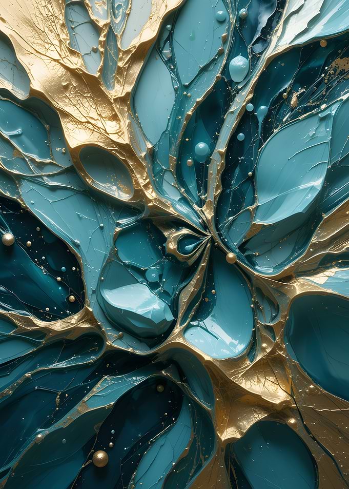 Abstract Gold and Teal Swirls