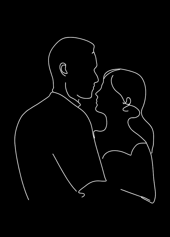 Couple in Love Line Art