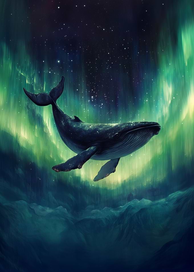 Whale and Aurora Borealis