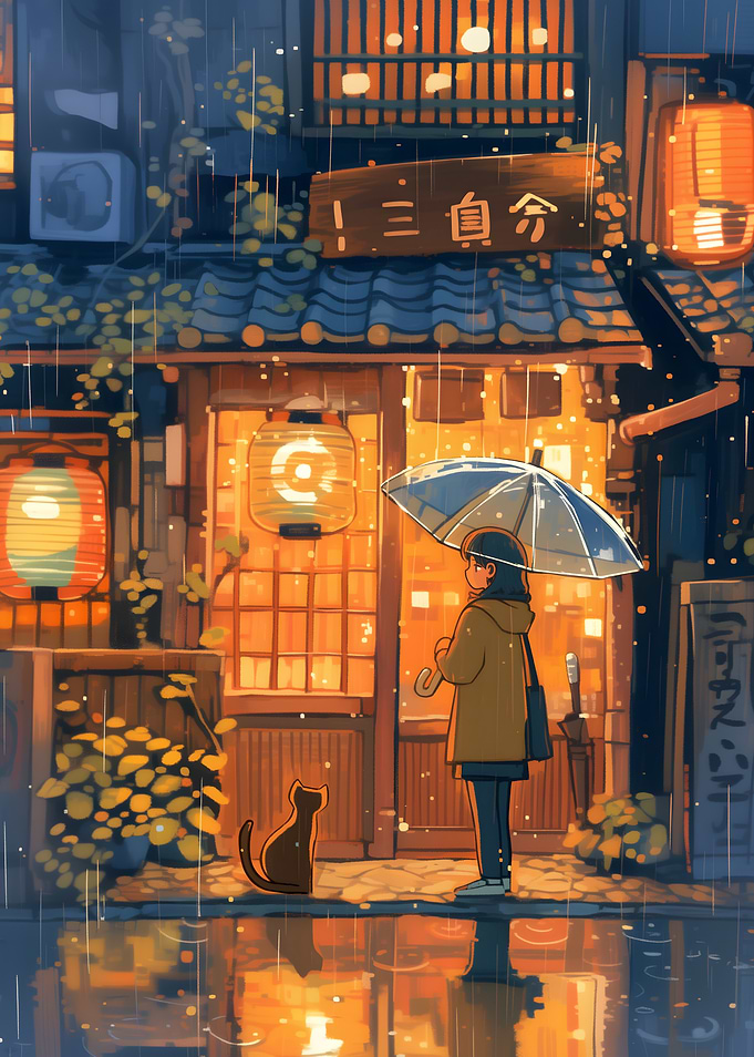 Rainy Night in Japan – Warm Toned Japanese