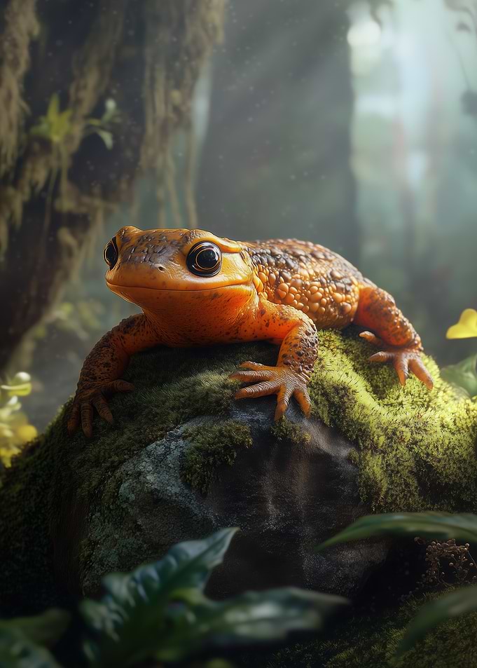 Orange Newt in Forest