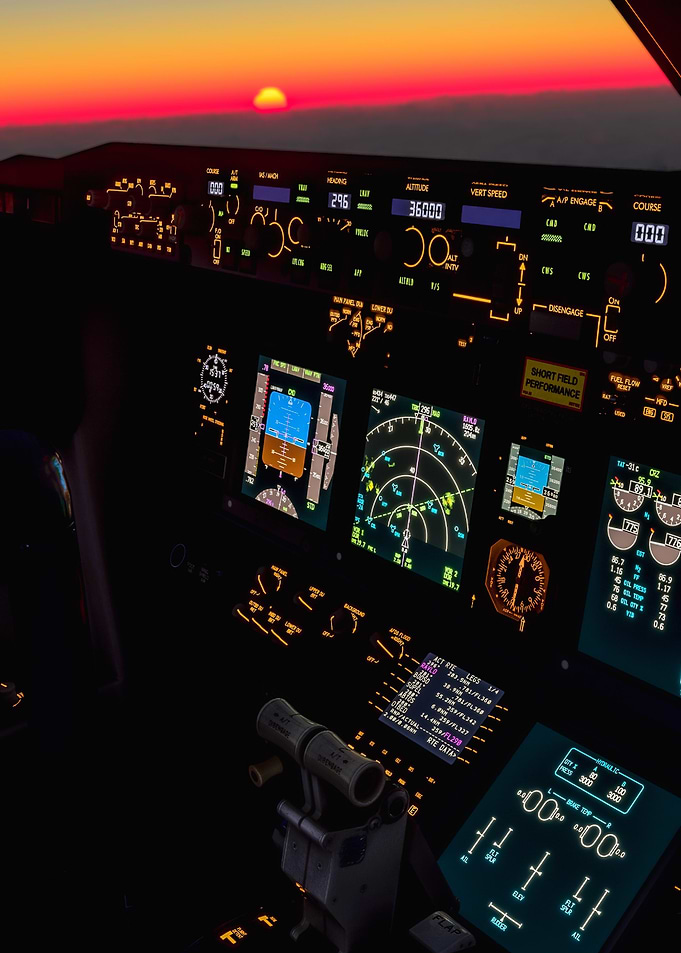 Airplane Cockpit Sunset