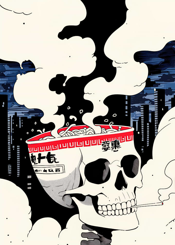 Ramen Skull Cityscape