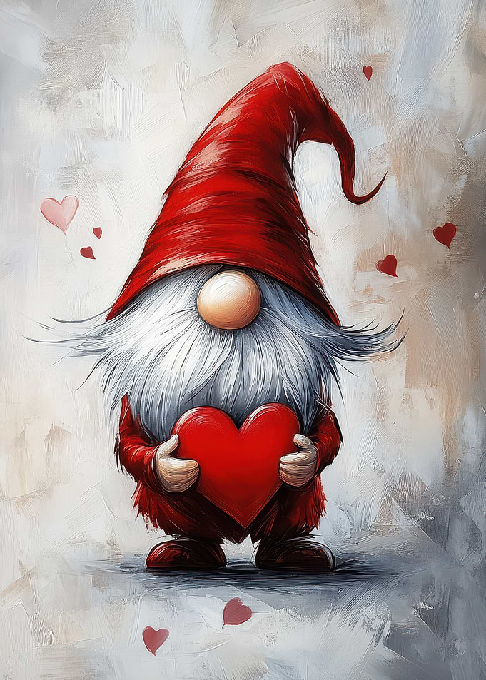 Valentine Gnome Holding Heart