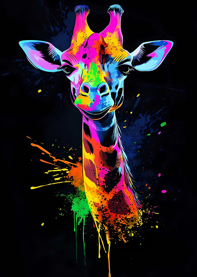 Colorful Giraffe Portrait