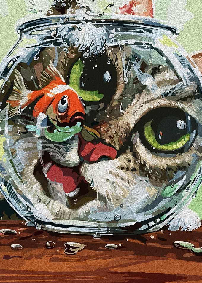 Curious Cat & Cautious Goldfish