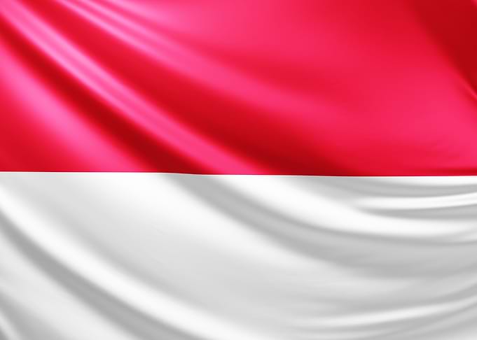 Monaco flag, realistic flag of Monaco
