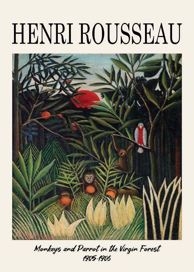 Monkeys and Parrot in the Virgin Forest