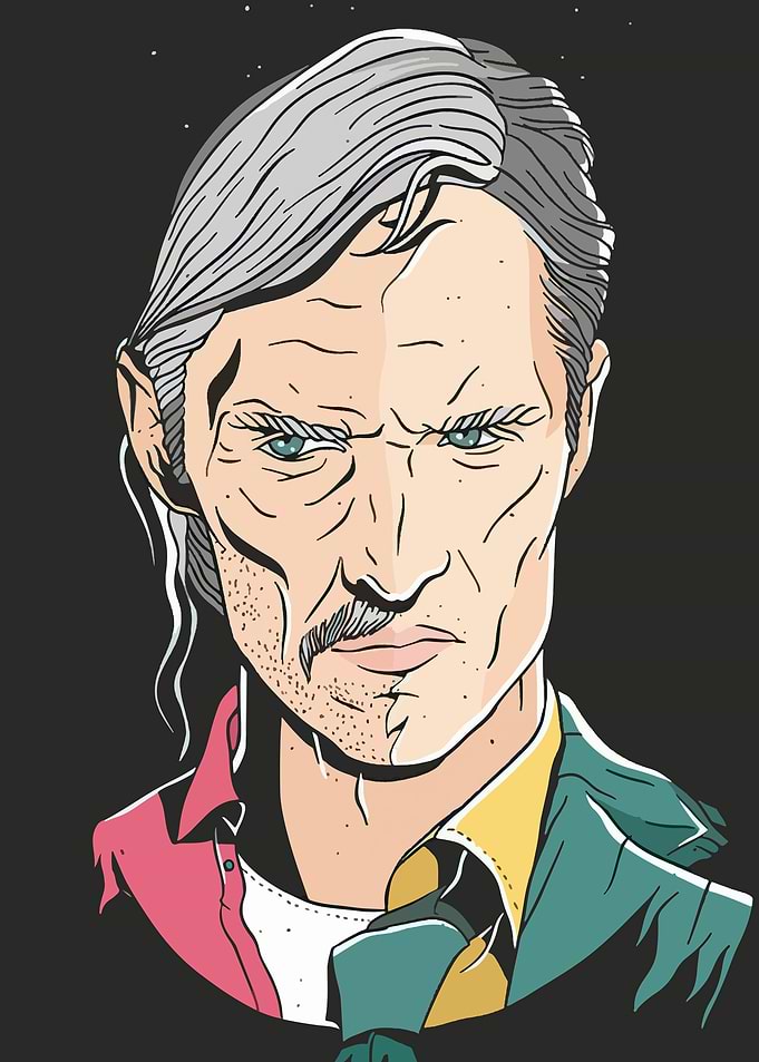 Illustrated Man with Grey Hair