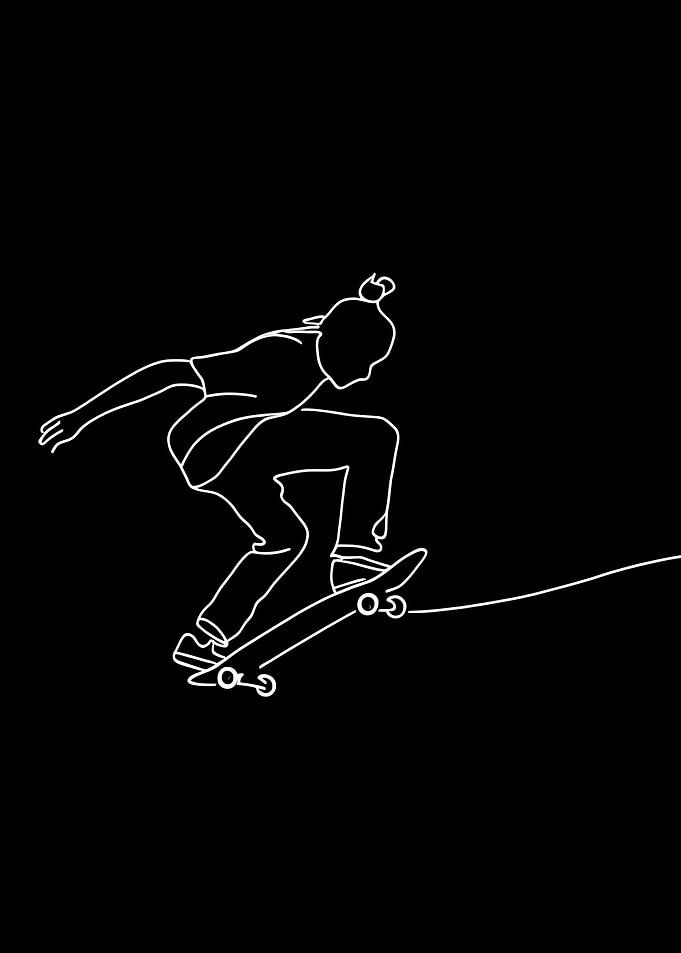 Skateboarder Line Art