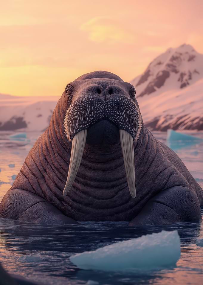 Walrus in Arctic Sunset