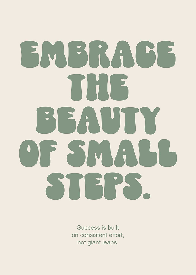 Embrace Small Steps, Motivational Wall Art, Growth Mindset Poster, Aesthetic Office Decor, Inspirational Quote Gift