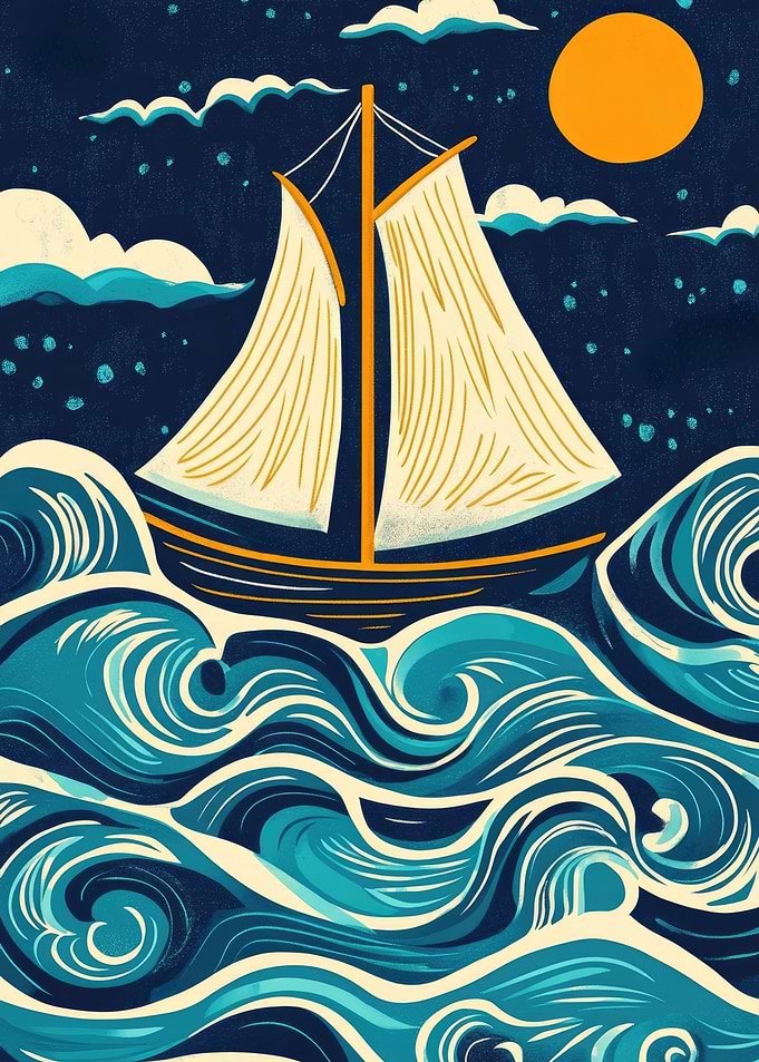 Sailboat on the Waves