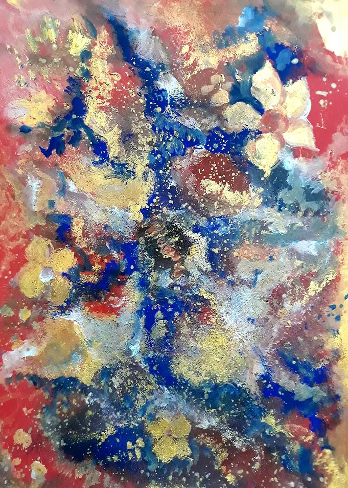 Abstract Gold and Blue Painting