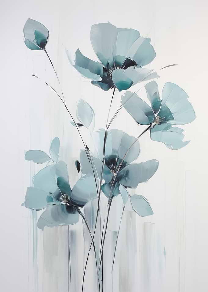 Teal Floral Abstract art