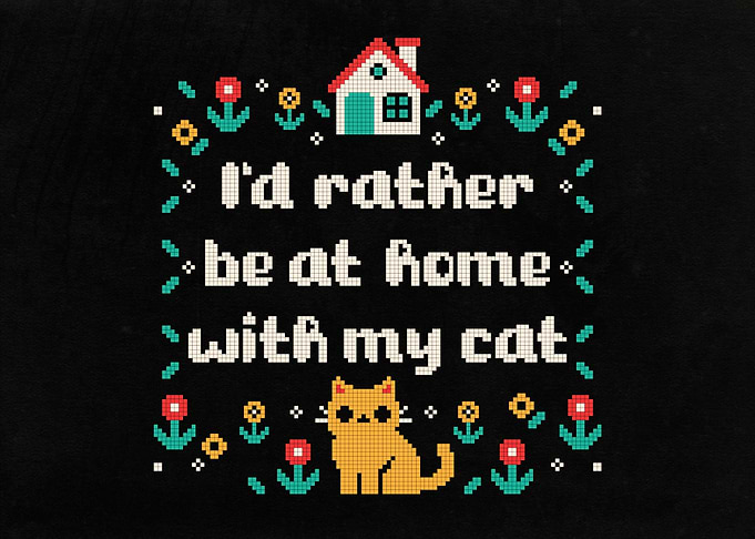 Home With My Cat cross stitch