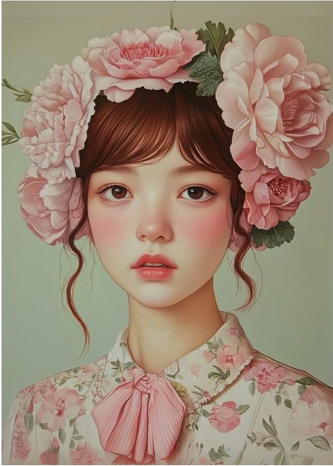 Floral Portrait of a Young Woman