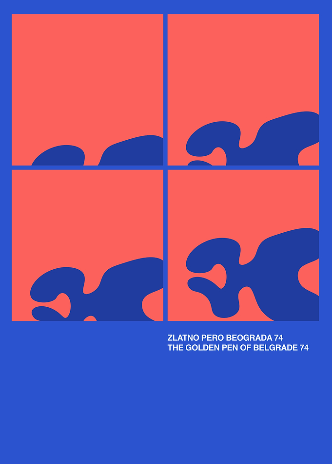 Vibrant Abstract Poster Featuring Organic Round Shapes in Four Boxes – Zlatno Pero Beograda 74